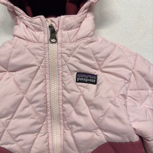 Patagonia Baby Puff Rider Quilted Puffer Jacket‎ Hooded Elbow Patch Sz. 6 Months - Picture 4 of 11